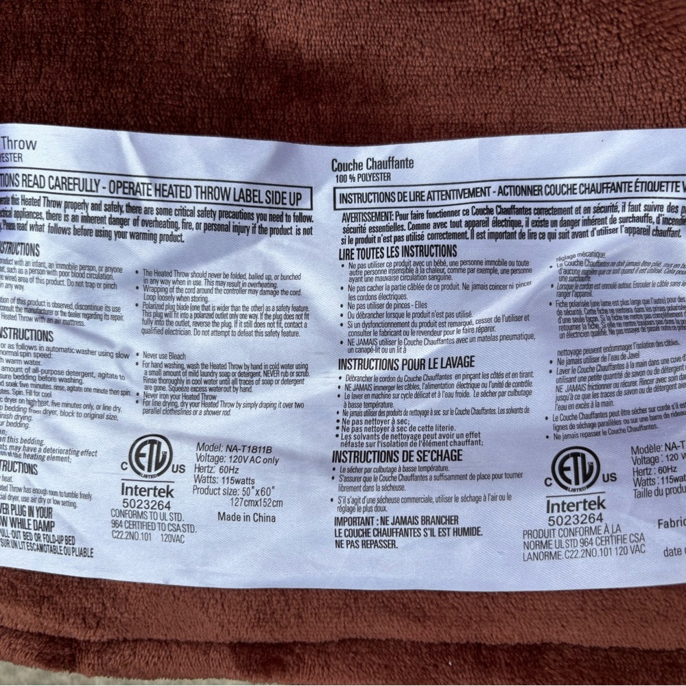 intritek  Electric Throw Blanket - Picture 2 of 6